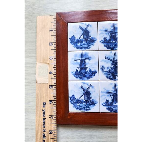 TRIVET-WALL HANGING-Blue White Delft Tiles-Windmills-Various Designs-7.5 x 7.5 - Picture 8 of 8